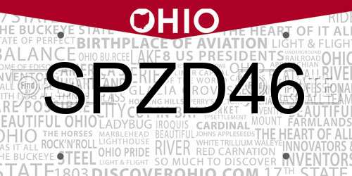 SPZD46 Ohio License Plate