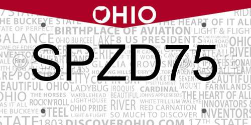 SPZD75 Ohio License Plate