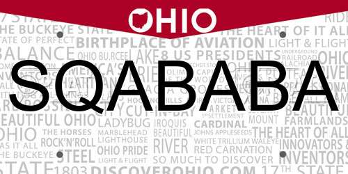 SQABABA Ohio License Plate