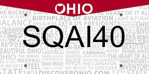 SQAI40 Ohio License Plate
