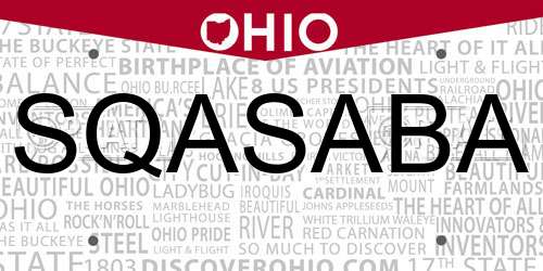 SQASABA Ohio License Plate