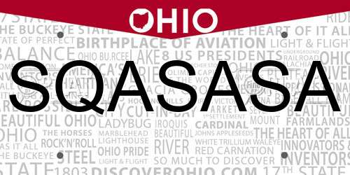 SQASASA Ohio License Plate