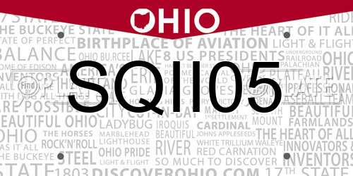 SQII05 Ohio License Plate