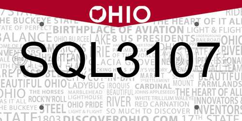 SQL3107 Ohio License Plate