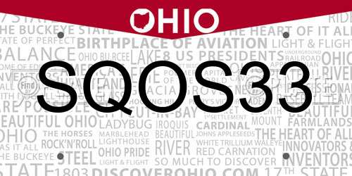SQOS33 Ohio License Plate
