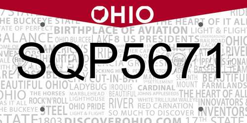 SQP5671 Ohio License Plate