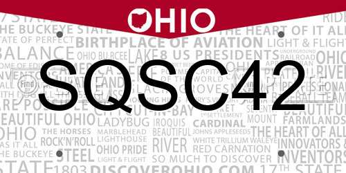 SQSC42 Ohio License Plate