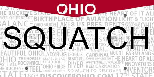 SQUATCH Ohio License Plate