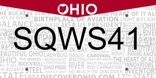 SQWS41 Ohio License Plate