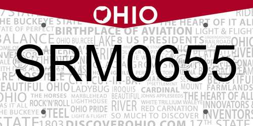 SRM0655 Ohio License Plate