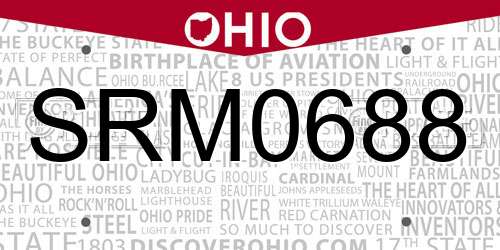 SRM0688 Ohio License Plate