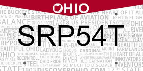 SRP54T Ohio License Plate