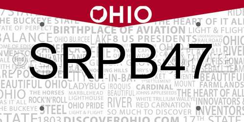 SRPB47 Ohio License Plate