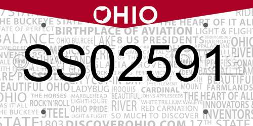 SS02591 Ohio License Plate