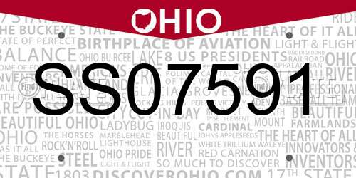 SS07591 Ohio License Plate