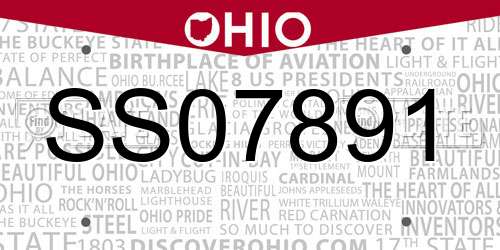 SS07891 Ohio License Plate