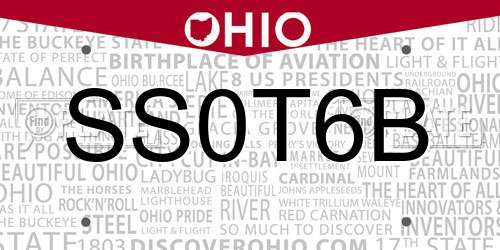 SS0T6B Ohio License Plate