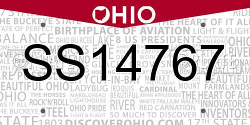 SS14767 Ohio License Plate