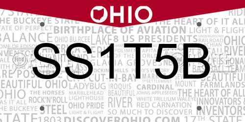 SS1T5B Ohio License Plate