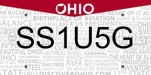 SS1U5G Ohio License Plate