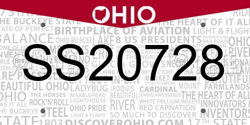 SS20728 Ohio License Plate