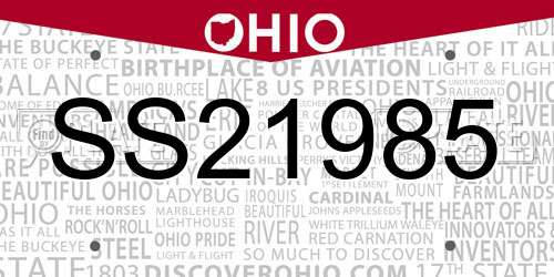 SS21985 Ohio License Plate