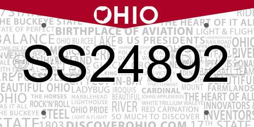 SS24892 Ohio License Plate