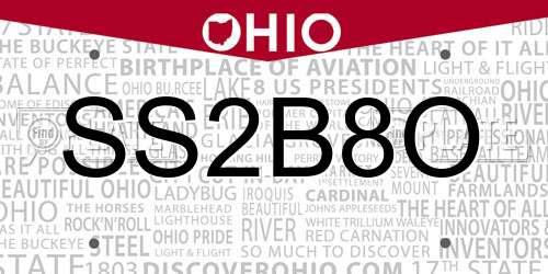 SS2B8O Ohio License Plate