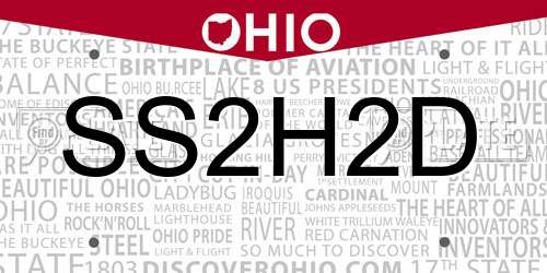 SS2H2D Ohio License Plate