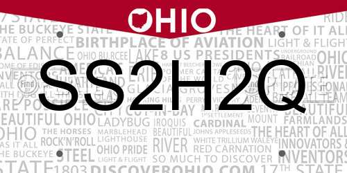 SS2H2Q Ohio License Plate