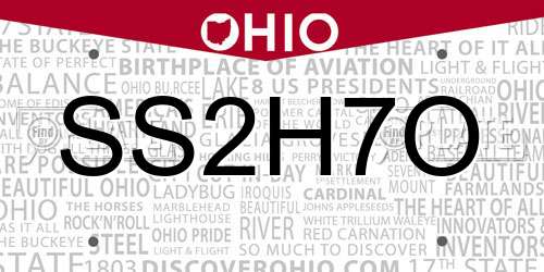 SS2H7O Ohio License Plate