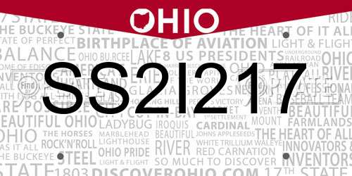 SS2I217 Ohio License Plate