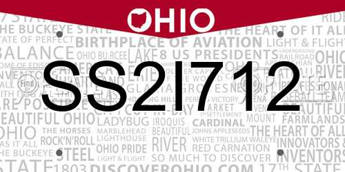 SS2I712 Ohio License Plate