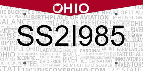 SS2I985 Ohio License Plate