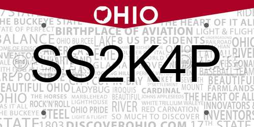 SS2K4P Ohio License Plate