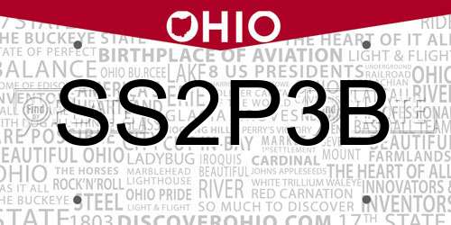 SS2P3B Ohio License Plate