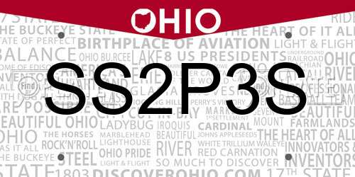 SS2P3S Ohio License Plate
