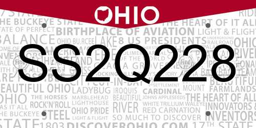 SS2Q228 Ohio License Plate