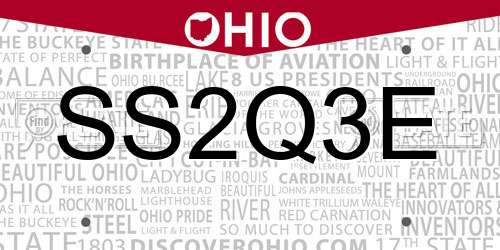 SS2Q3E Ohio License Plate