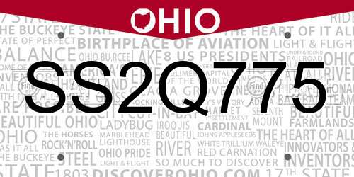 SS2Q775 Ohio License Plate