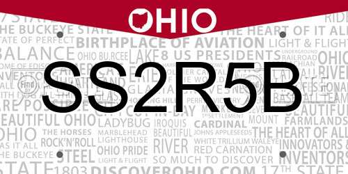 SS2R5B Ohio License Plate