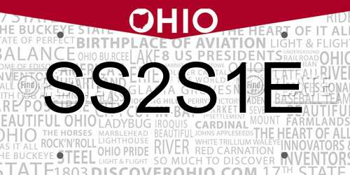 SS2S1E Ohio License Plate