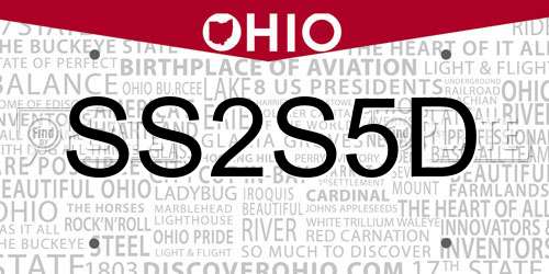 SS2S5D Ohio License Plate