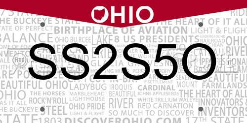 SS2S5O Ohio License Plate