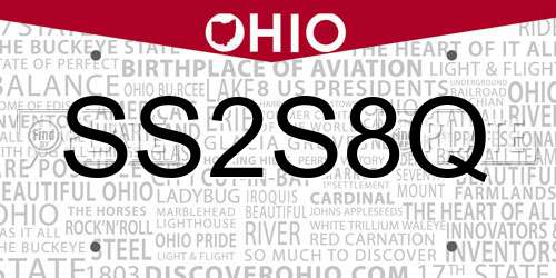 SS2S8Q Ohio License Plate