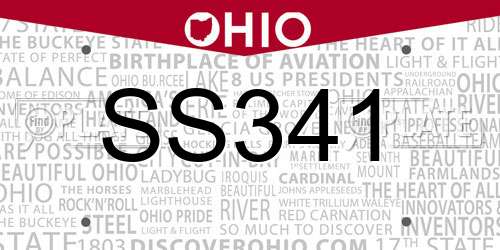 SS341 Ohio License Plate