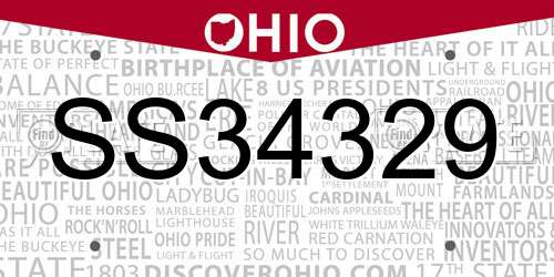 SS34329 Ohio License Plate