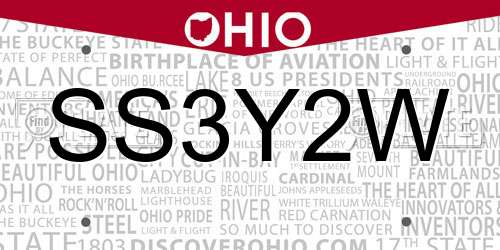 SS3Y2W Ohio License Plate