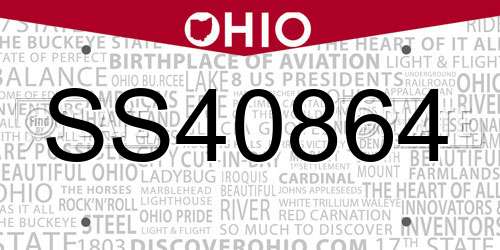 SS40864 Ohio License Plate