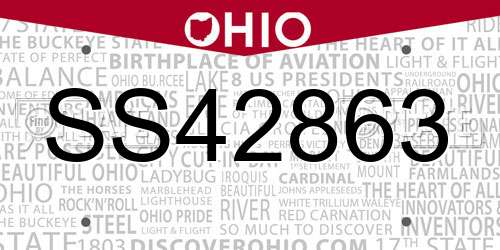 SS42863 Ohio License Plate